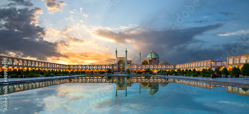 Historical city square of Isfahan, at the sunrise known also as Naqshejahan Square or Imam Square, Iran photo