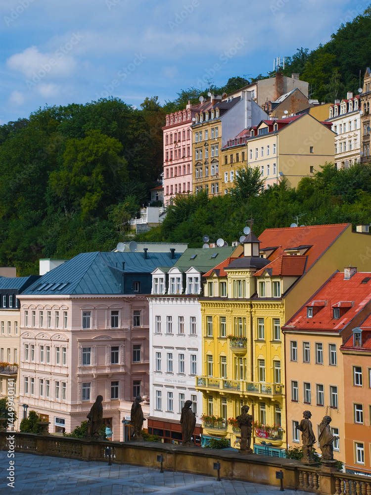 View on a hotel buildings in Karlovy Vary, Czech Republic