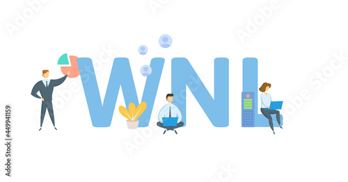 WNL, Within Normal Limits. Concept with keyword, people and icons. Flat vector illustration. Isolated on white.