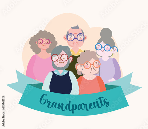 grandparents cartoon with ribbon