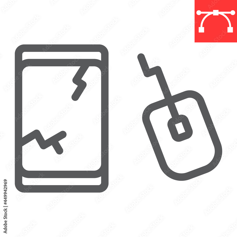 E-waste line icon, recycle and mouse, electronic waste vector icon, vector graphics, editable stroke outline sign, eps 10. E-waste line icon, recycle and mouse, electronic waste vector icon, vector graphics, editable stroke outline sign, eps 10.