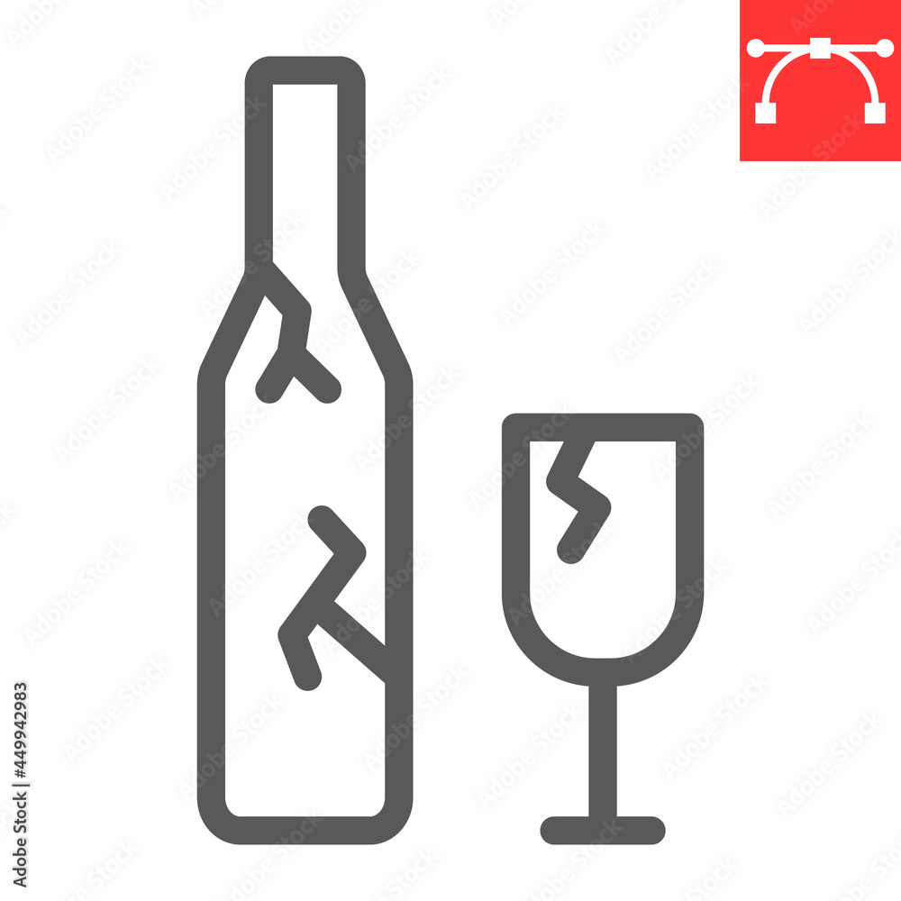 Glass waste line icon, recycle and broken bottle, glass waste vector icon, vector graphics, editable stroke outline sign, eps 10. Glass waste line icon, recycle and broken bottle, glass waste vector icon, vector graphics, editable stroke outline sign, eps 10.