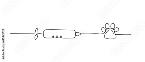 Suringe and paw by one line. Concept of pets vaccination