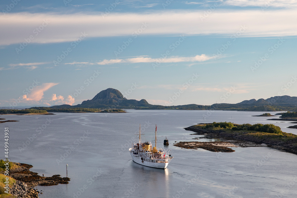 KS Norge passes Brønnøysund bridge,Helgeland,Nordland county,scandinavia,Europe KS Norge passes Brønnøysund bridge,Helgeland,Nordland county,scandinavia,Europe