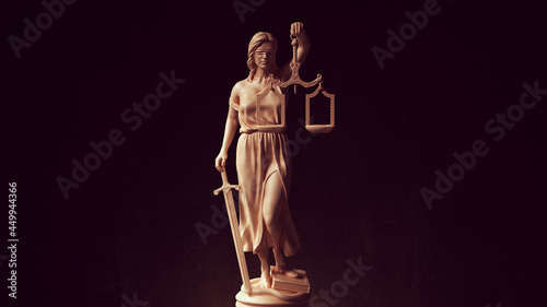 Lady Justice Statue Judicial System Marble Woman Guardian Art Sculpture 3d illustration render
