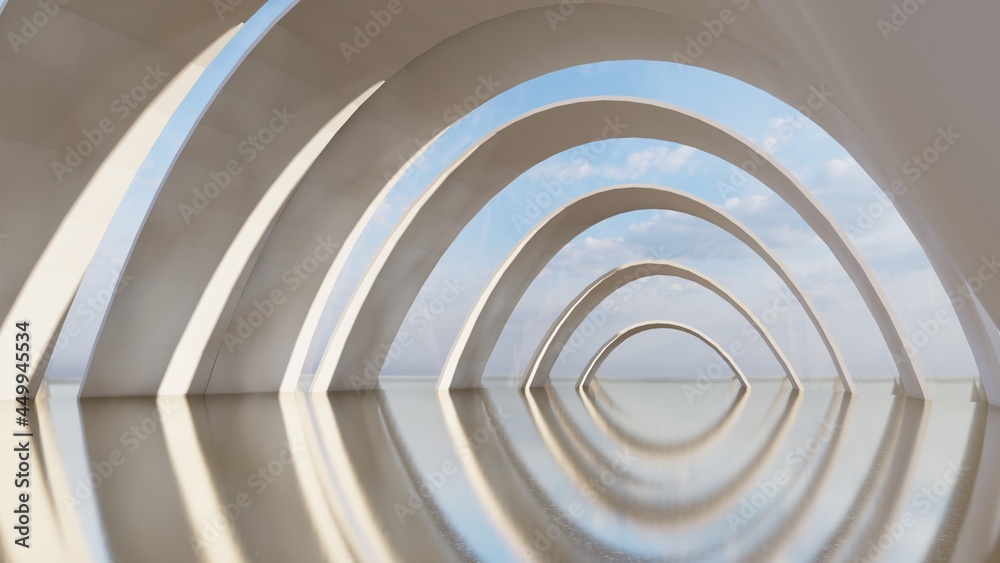 Obraz premium Abstract architecture background arched interior 3d render