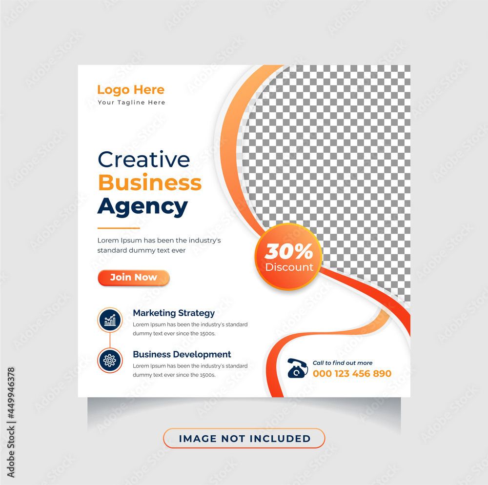 Digital business marketing agency social media post or editable square flyer template