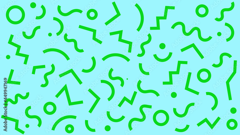 Colorful Geometric Shapes With Squiggly lines and Zig-Zag Background Patterns Colorful Geometric Shapes With Squiggly lines and Zig-Zag Background Patterns