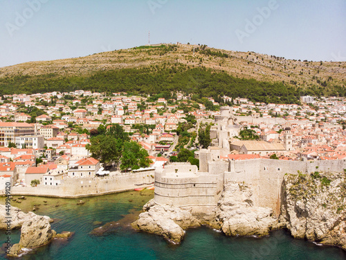 Aerial view at famous european travel destination in Croatia  Dubrovnik old town