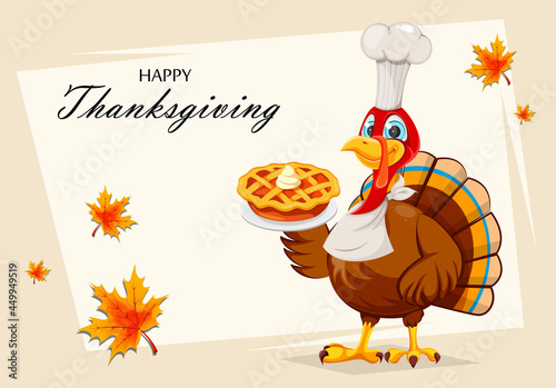 Happy Thanksgiving. Cartoon character turkey bird