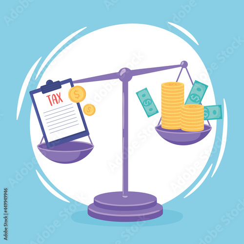 money balancing with tax on scales