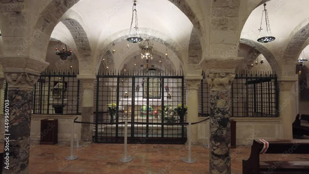 Crypt in Saint Nicola Basilica in Bari, Apulia, southern Italy. July-26-2021