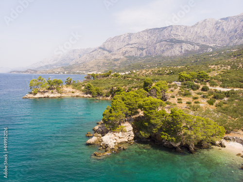Blue lagoon, island paradise. Beautiful bay near Podgora town, Makarska rivera, Dalmatia, Croatia