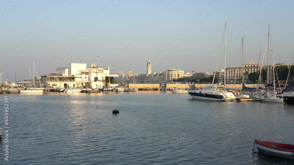 The beautiful Bari waterfront on a late summer afternoon. Puglia, Italy. July-25-2021 The beautiful Bari waterfront on a late summer afternoon. Puglia, Italy. July-25-2021