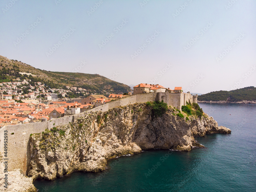 Aerial view at famous european travel destination in Croatia, Dubrovnik old town