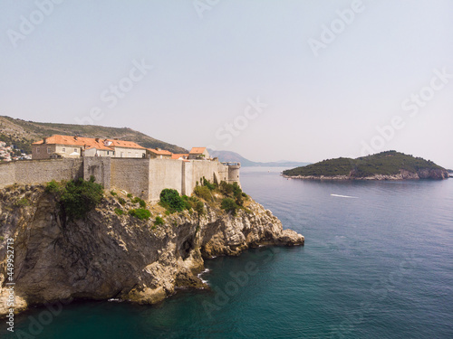 Aerial view at famous european travel destination in Croatia, Dubrovnik old town
