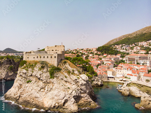Aerial view at famous european travel destination in Croatia, Dubrovnik old town