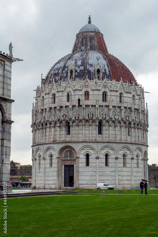The Pisa Baptistry at the Piazza dei Miracoli in Pisa