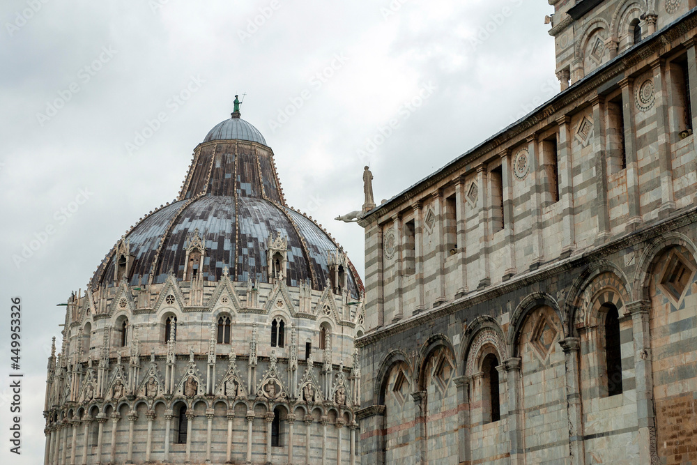 The Pisa Baptistry at the Piazza dei Miracoli in Pisa