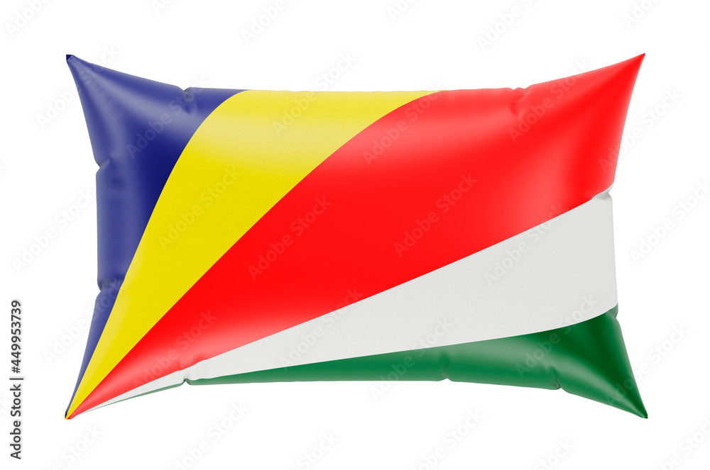 Pillow with Seychelloise flag. 3D rendering Pillow with Seychelloise flag. 3D rendering