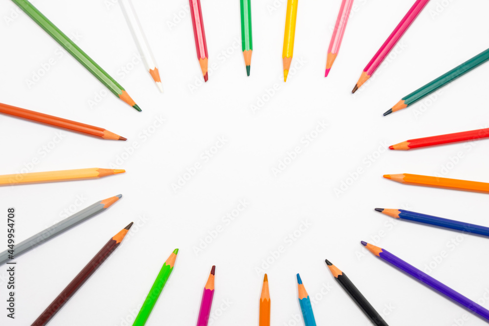 Back to school. 2023. Back to school 2023, pencils. White background with space for text. Text Back to school 2023. Horizontal photography.
