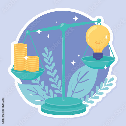 idea and money stack balance