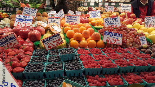 Fresh fruit at pike Place Farmer's Market, Seattle, Washington