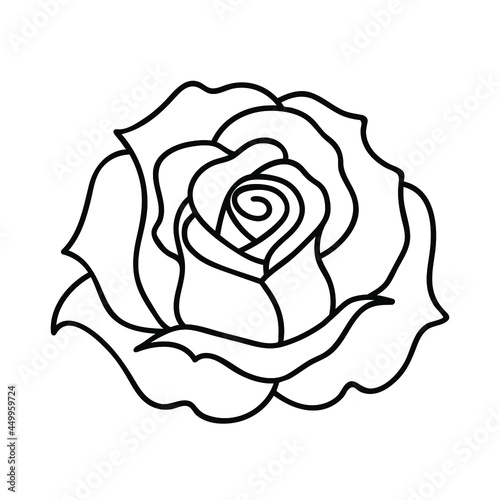 Rose flower vector icon. Vector illustration isolated on white.
