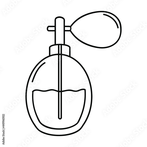 Flacon of perfume. Outline bouquet perfume vector icon for web design. Vector illustration isolated on white.