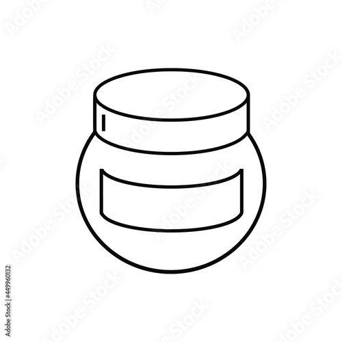 Jar for cosmetics. Cream simple thin line icon. Vector illustration isolated on white.