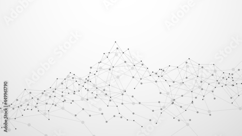 Abstract plexus network. Mountain shape on gray background. Vector illustration photo