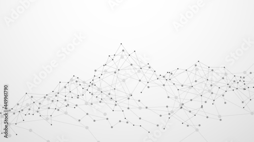 Abstract plexus network. Mountain shape on gray background. Vector illustration