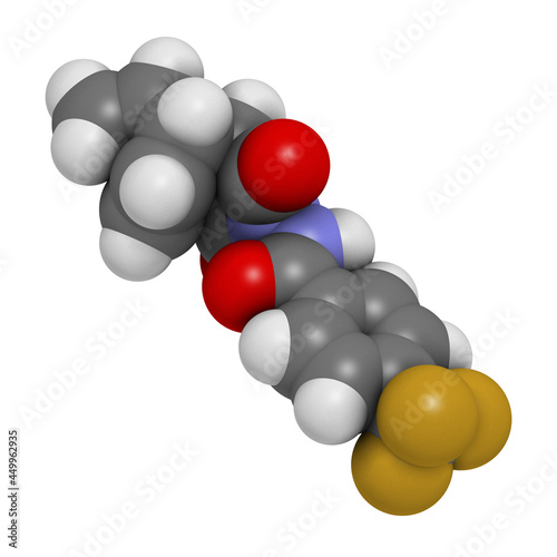 Tecovirimat antiviral drug molecule. 3D rendering. photo