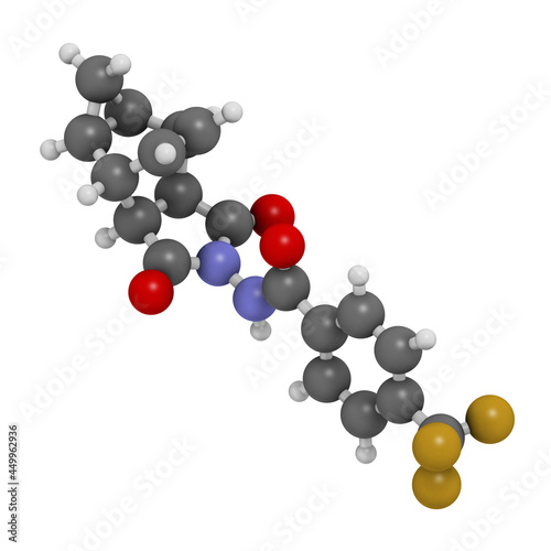 Tecovirimat antiviral drug molecule. 3D rendering. photo