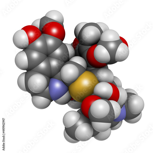 Trabectedin cancer drug molecule. 3D rendering. photo