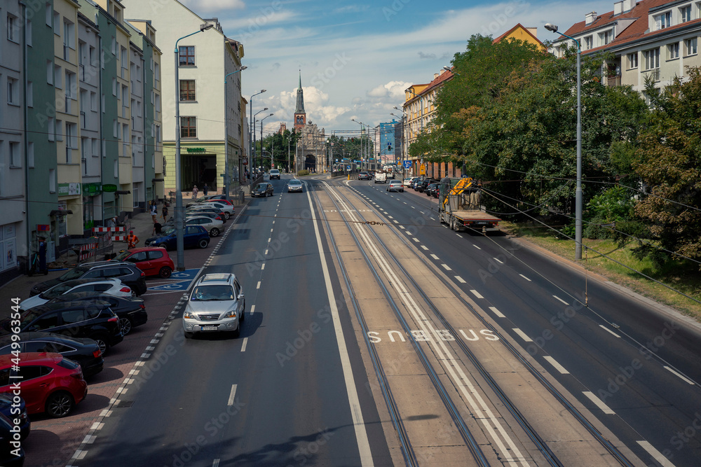 Widok z mostu na centrum Szczecina 