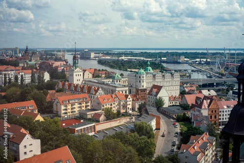 Widok na miasto Szczecin z wierzy Katedry