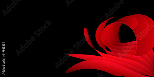 Abstract background of curved volumetric surfaces in red colors