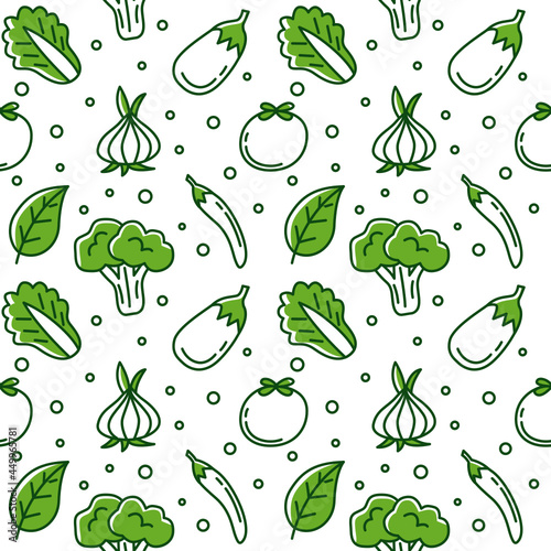 green vegetable doodle seamless pattern vector background
