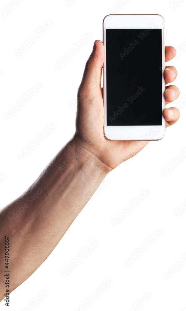 Hand with phone. Hand with phone.