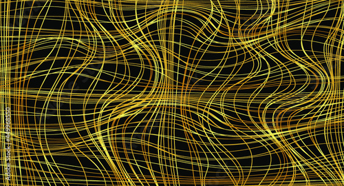 Golden chaotic lines background. Hand drawn lines. Tangled chaotic pattern. Vector illustration.