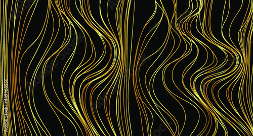 Golden chaotic lines background. Hand drawn lines. Tangled chaotic pattern. Vector illustration.