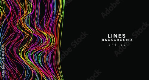 Colorful chaotic lines background. Hand drawn lines. Tangled chaotic pattern. Vector illustration.