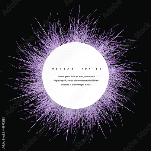 Abstract 3D circle papercut layout. Black and pink background with fluffy effect. Vector illustration.