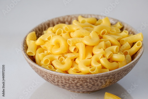 raw pasta in bowl