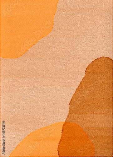 Abstract design of stains. Watercolor imitation digital painting hand drawn background in brown, yellow, beige pastel colors