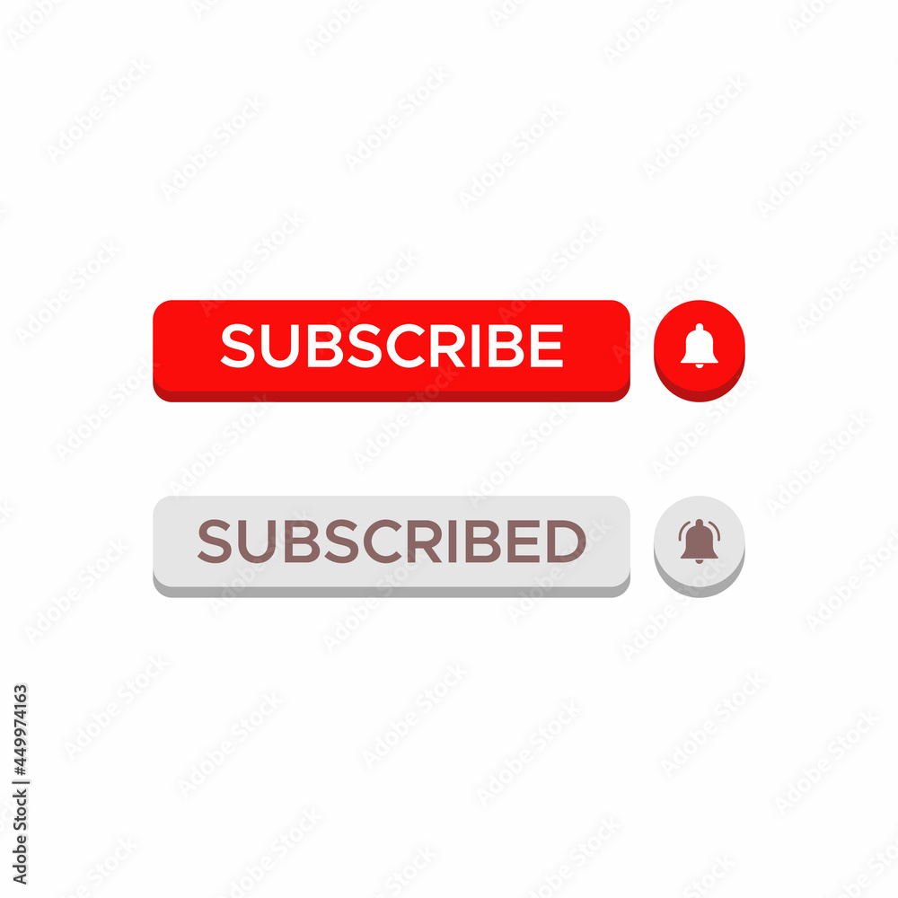 3D Subscribe and Subscribed Button Icon Vector 3D Subscribe and Subscribed Button Icon Vector