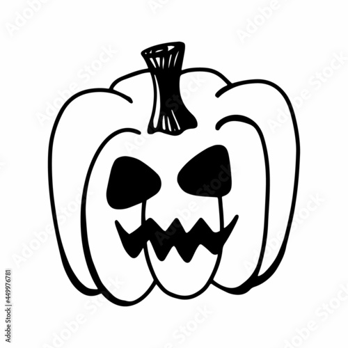 Vector halloween pumpkin clipart and icon. Funny, cute illustration for seasonal design, textile, decoration kids playroom or greeting card. Hand drawn prints and doodle.