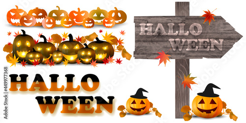 ハロウィン　かぼちゃ　紅葉　アイコン