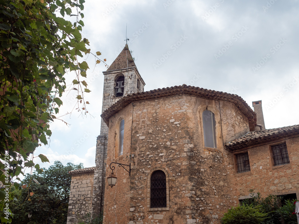 medieval church in small provencal village in the French Riviera back country